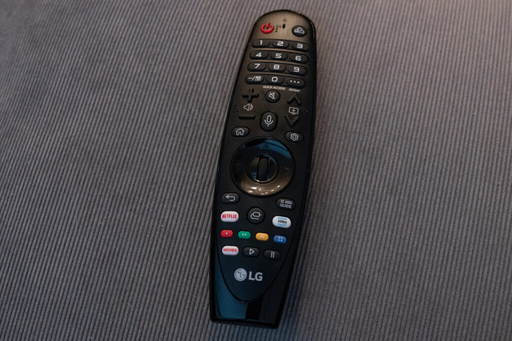 An LG C9 OLED television remote control